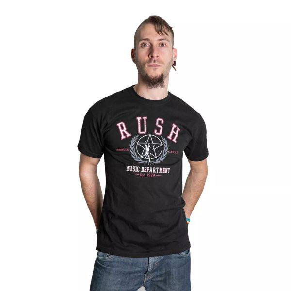 

rush established 1974 neil peart geddy lee licensed men t-shirt, White;black
