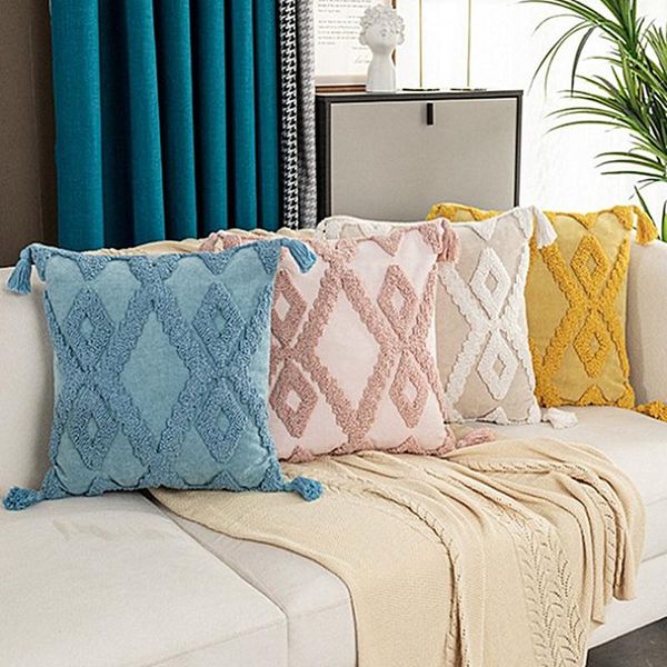 

cushion/decorative pillow tassels cushion cover 45x45cm/30x50cm beige blue yellow pink embroidery home decoration sofa pillowcase sham