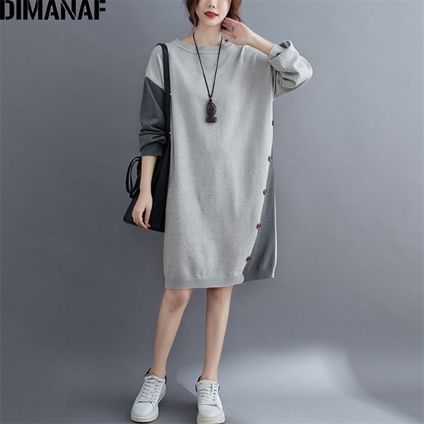 

plus size women dress sweater pullover knitting thick lady vestidos winter autumn female casual long sleeve clothing 210531, Black;gray