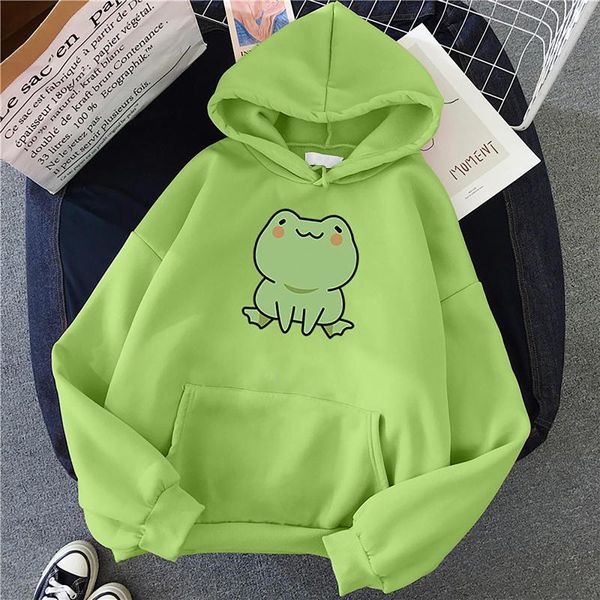 

men's hoodies & sweatshirts kawaii green women oversize hooded pullover sweatshirt frog print plus size casual hoody with pocket s-3xl, Black