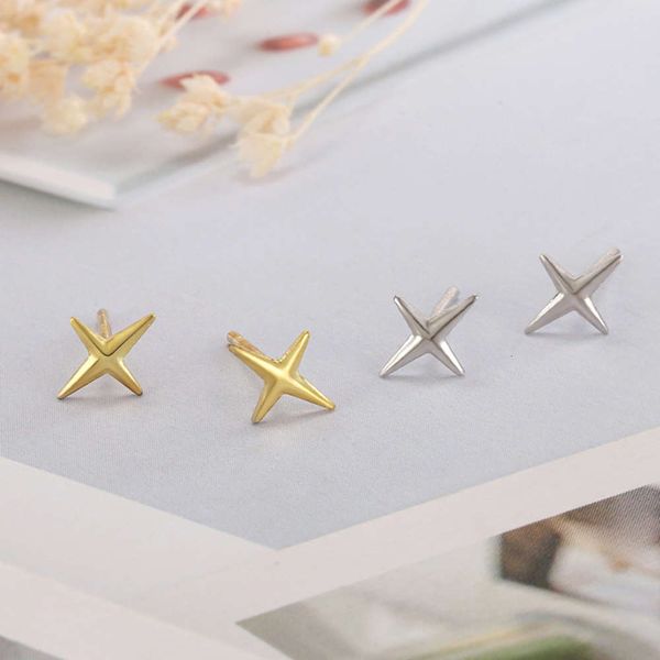 

chenqi cross earrings female version simple fashion temperament shining star small earrings