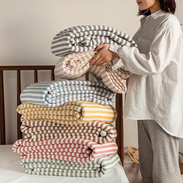 

comforters & sets japanese-style summer quilt 100% cotton washable bed cover single double breathable sofa office travel quilts throw blanke