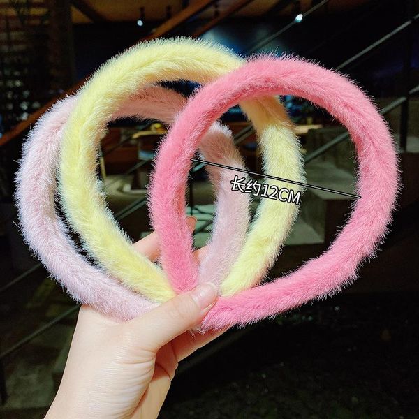 

hair accessories wyinya autumn and winter cute children plush material headband girls princess baby little girl, Slivery;white