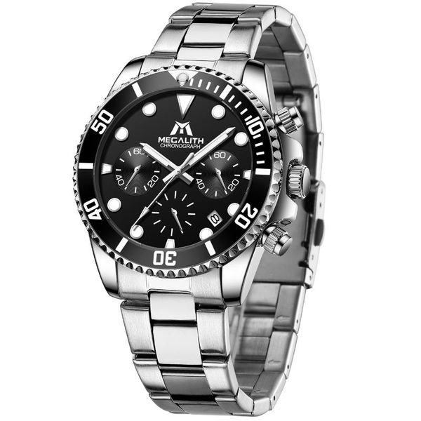 

men quartz wristwatches 2021 fashion sports chronograph wristwatch luminous date clock relogio masculino, Slivery;brown
