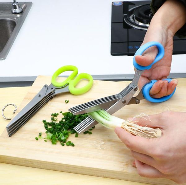 

Stainless Steel Cooking Tools Kitchen Accessories Knives 5 Layers Scissors Sushi Shredded Scallion Cut Herb Scissor GGA5099