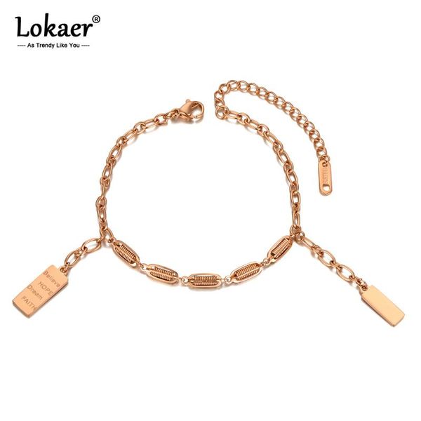 

link, chain lokaer titanium stainless steel bohemia beach link bracelets for women trendy rectangle geometric charm bracelet b20130, Black