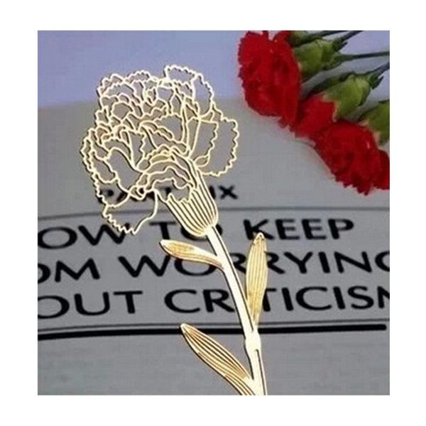 

bookmark creative metal carnations openwork books mark stationery page holder office school supplies children's gifts