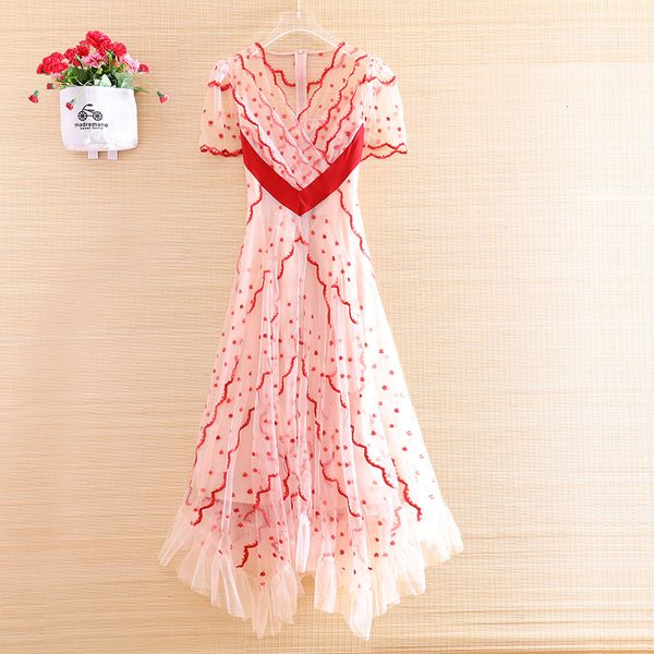 

dress high-end summer women midi dresses embroidery elegant lady slim a-line party embroidered mesh dress s-xl, Black;gray