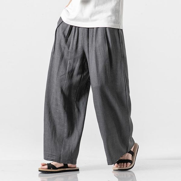 

men's pants men cotton linen harem vintage hip hop baggy wide leg, Black