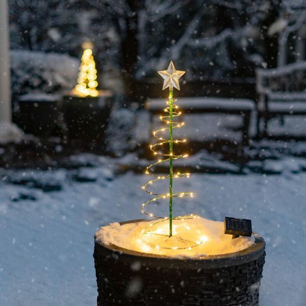 Decorazioni natalizie LED ad energia solare per albero, prato, luce, fata, giardino esterno, lampada, percorso, paesaggio, decorazione, illuminazione, ornamento unico di Natale