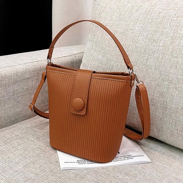 

evening bags vintage women's bag stripes embossing pure color pu leather shoulder casual bucket crossbody small zipper purse handbag