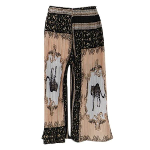 

fashion women print wide legs high waist flared trousers loose long pants casual summer women's & capris, Black;white