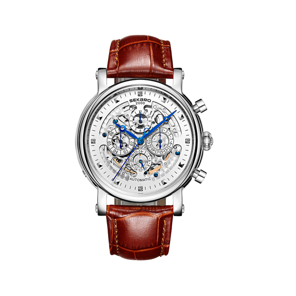 

wristwatches scarlo men's automatic mechanical watch hollow waterproof miller special forces, Slivery;brown