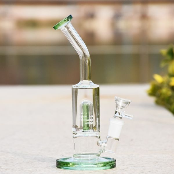 Grüner Raucher-Rohr dicke gebogene Hals Perkolator Glasbongs Shisha-Wasserhaarglas-Wasser-Tabak-Tabak-DAB-Rig-Rohre 14mm weibliche Joint-Rauchröhre für Raucher Großhandel