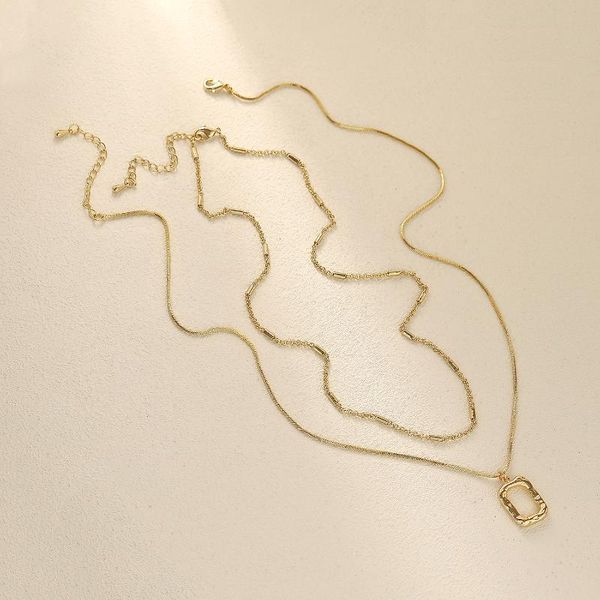 

chains 2021 summer minimalist double chain necklace poplar fashion unique design jewelry for women girls banquet party hyacinth, Silver