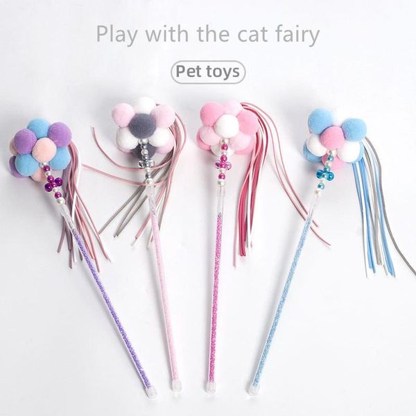 

kitten cat teaser pompom tassels interactive stick toy chaser wand toys
