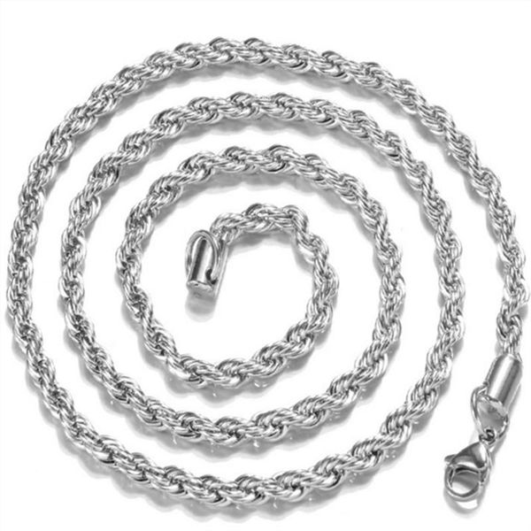 

sterling silver necklace 2mm twisted rope wholesale women's chain with pure jewelry chains