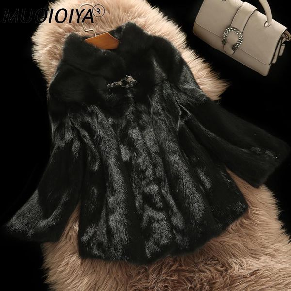 

women's fur & faux natural mink coat female luxury full pelt real jackets 2021 winter jacket women short korean outwear my3679, Black