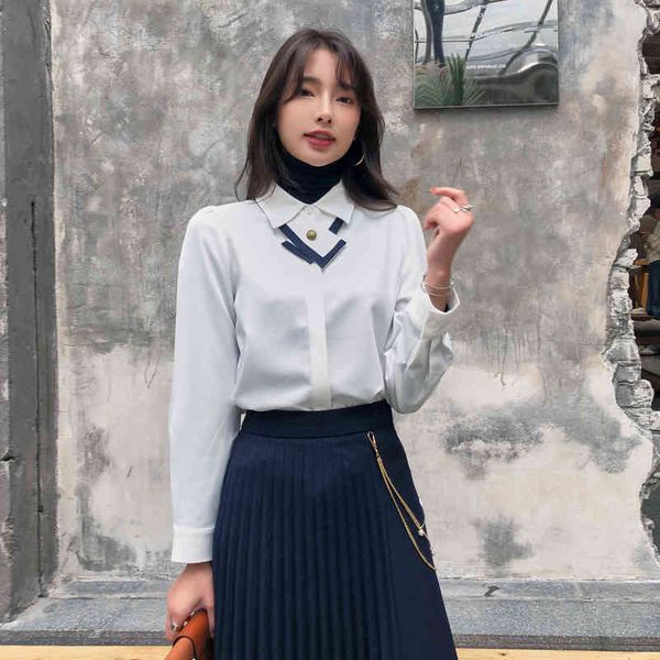 

tees fashion women's shirts white shirt british office style lady