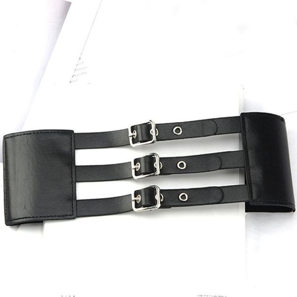 

belts 73*10cm long waist belt ladies solid stretch elastic wide fashion punk 3 straps dress adornment, Black;brown