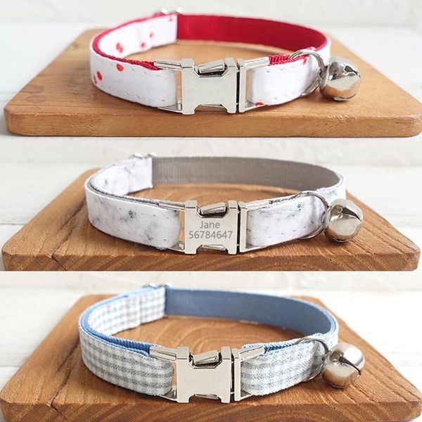 

cat collars & leads collar personalized engraved id name custom puppy with bell adjustable for small dogs chihuahua yorkies