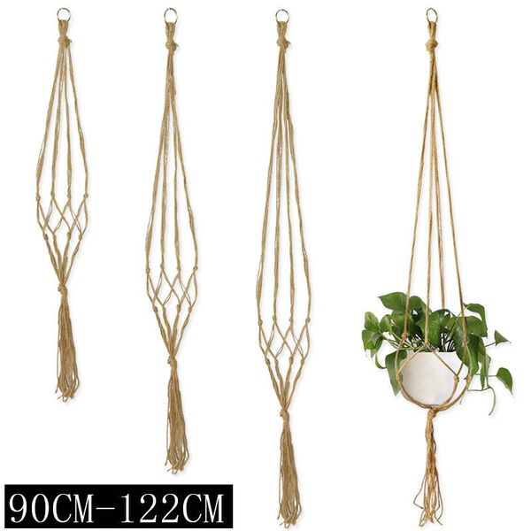 

planters & pots 90-122cm handmade flower pot net bag braided home vintage decor plant hanging basket knotted rope garden hanger tray