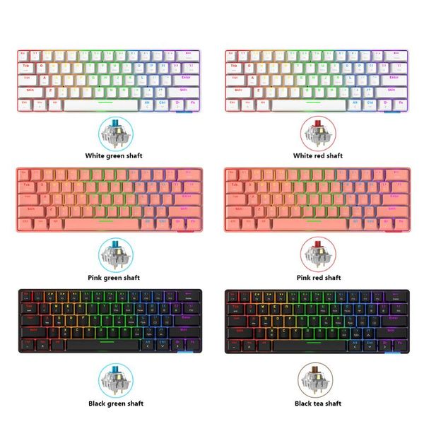 

keys bluetooth 5.0 type-c mechanical gaming keyboard backlit pc cherry switch gateron swi keyboards