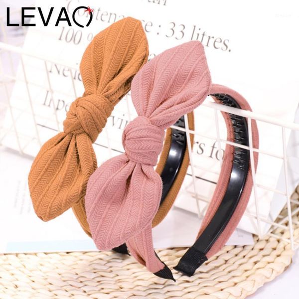 

levao 2021 style ear knitted hairband for lovely girl anti-skid wide-edged hairpin with teeth headband pograph1