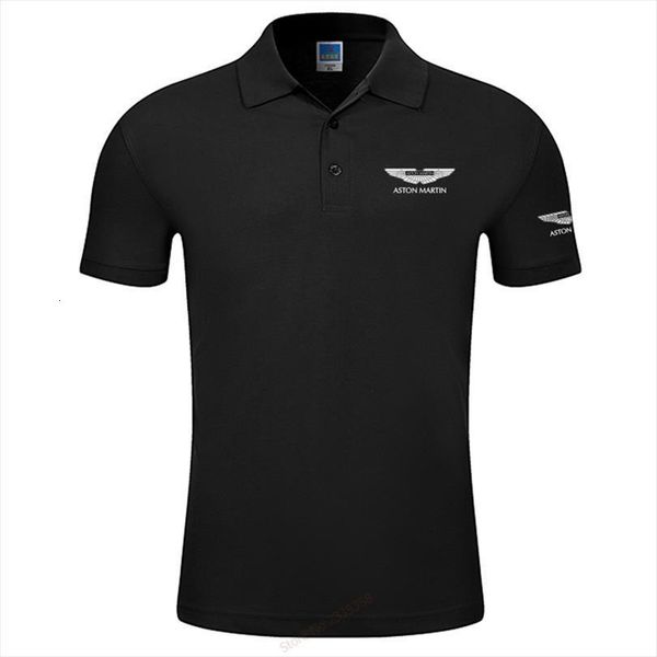 

short sleeve brand fashion mens polos summer male aston martin shirt solid casual, White;black