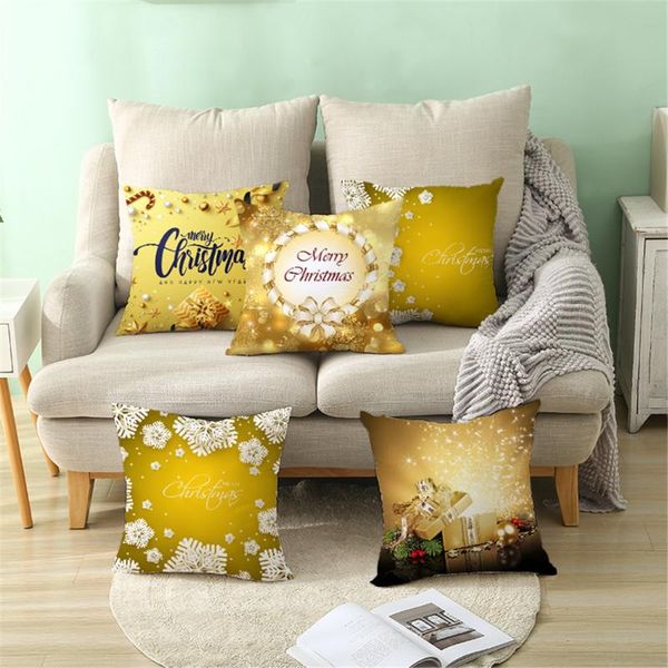 

cushion/decorative pillow golden christmas peach skin pillowcase printed square