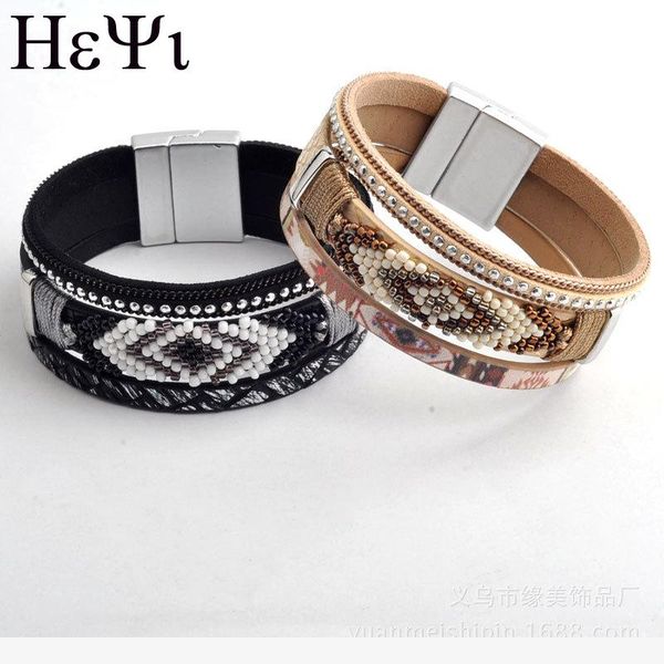 

cuff three-layer rice beads trim handmade crafts bohemian style female wedding christmas gifts, White