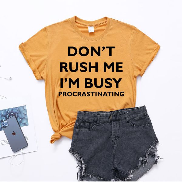 

don't rush me im busy alphabet print short sve t-shirt loose large women's t-shirt, White