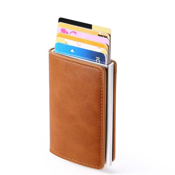 

wallets men women wallet fashion automatic -up single aluminum alloy package metal cardcase simple male female purse, Red;black