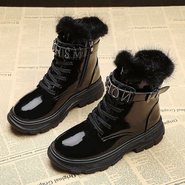 

boots 2021 women winter keep warm fashion buckle flat plus size platform non-slip side zipper women's ankle, Black