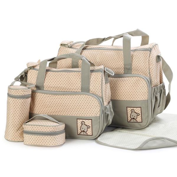 

storage bags 5pc/set waterproof baby diaper bag mommy stroller large capacity nappy kits mummy maternity travel backpack nursing handbag