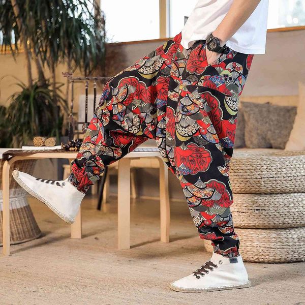

pants trousers 2021 summer hanging crotch flower men's big, Black
