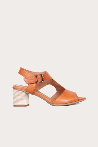 

sandals tan leather female high-heeled, Black
