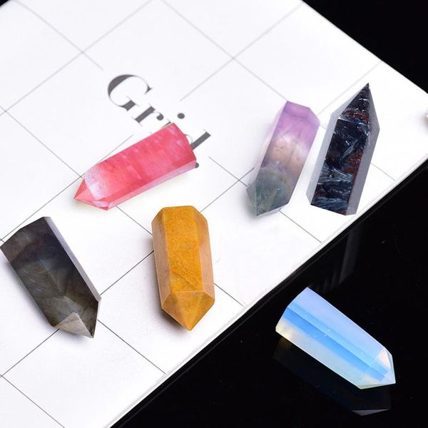 

decorative objects & figurines natural fluorite quartz crystal healing jade hexagonal bar point reiki tower energy ore mineral stones crafts