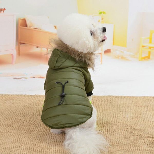 

pet winter down coat warm dog clothes two-feet hoodies fashion apparel supplies for small and medium size xs green