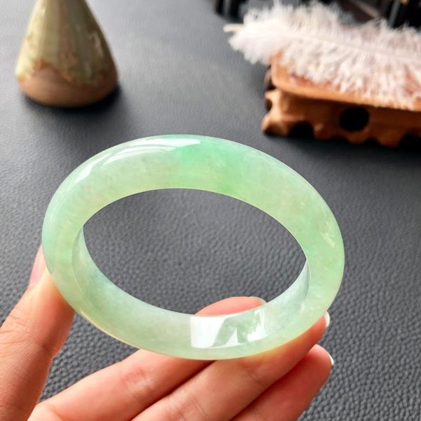 

other bracelets natural burmese jadeite a-level 54mm-64mm light green bracelet, elegant princess send mother to girlfriend, Golden;silver