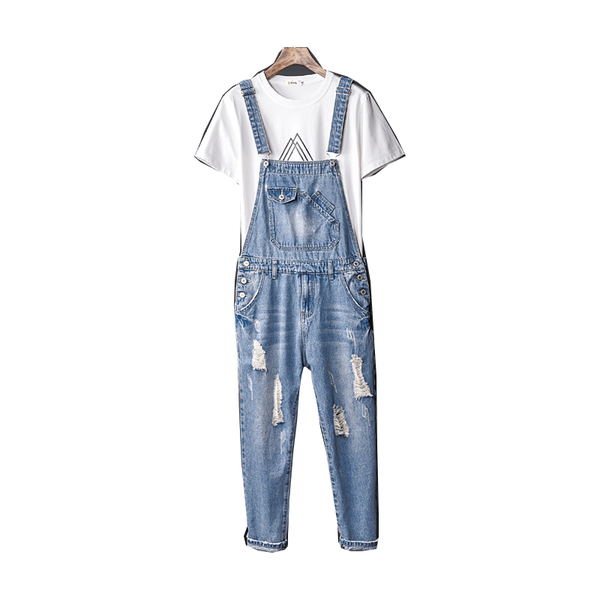 

men's pants fashion ripped denim overalls multi-pocket hip-hop jeans casual, Black