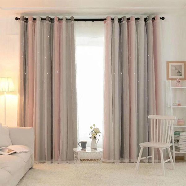 

curtain & drapes nordic modern exquisite minimalist hollow star gradient stripe printing high shading curtains for living room bedroom