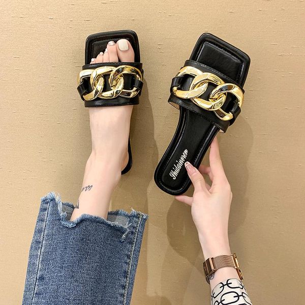 

slippers casual shoes slides low luxury flat rubber soft buckle strap fabric pvc fashion pu fas, Black