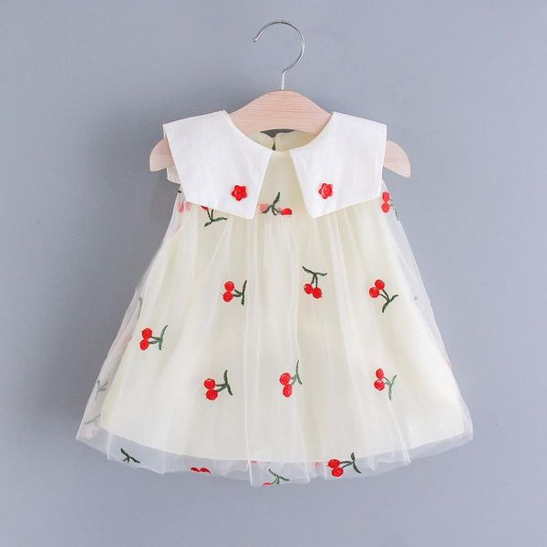 

girl's dresses baby sleeveless fruit embroidery floral tulle summer girls dress toddler princess children girl clothes vestidos, Red;yellow