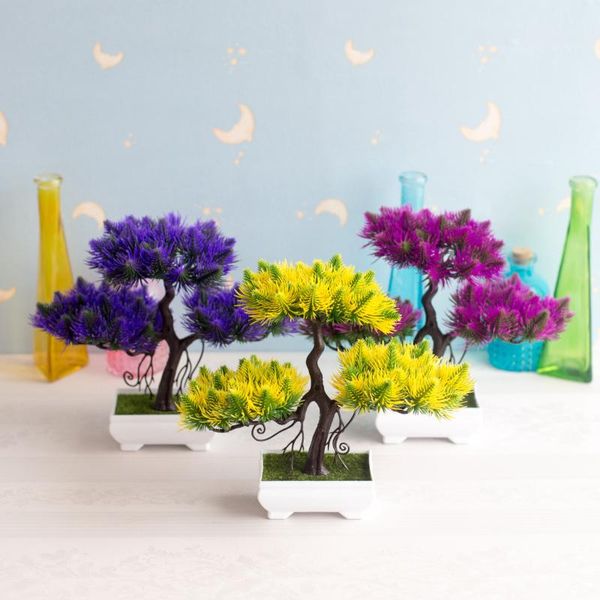 

24x26cm 3forks artificial pine tree potted bonsai home garden decoration accessories wedding christmas halloween party supplies decorative f