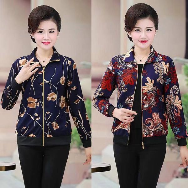 

women's jackets jacket floral print long sleeve lapel sweatshirt spring slim womens coats and outwear zipper plus size 5xl, Black;brown