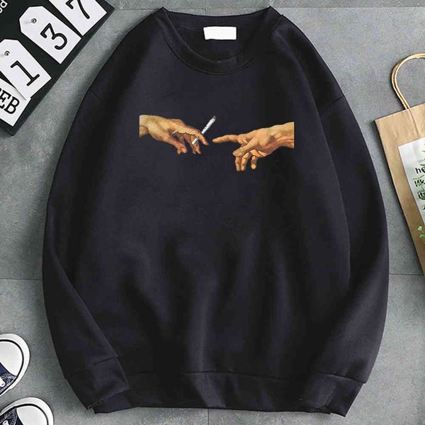 

michelangelo men's hoodie, long sve round neck, punk style, hip hop casual wear, Black