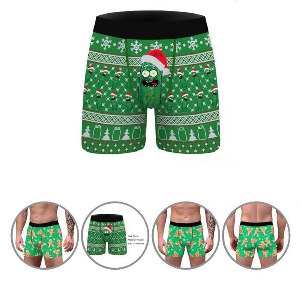 

underpants men cute skin-friendly slim festive christmas boxers hat, Black;white
