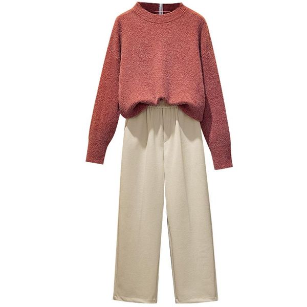 

light ripe women suit winter wind western style fashion comfortable sweater with thick cloth trousers two-piece outfit women's tracksui, Gray