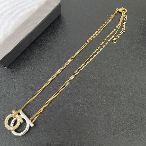 

pendant necklaces double a letter color matching necklace retro chain clavicle 2021, Silver